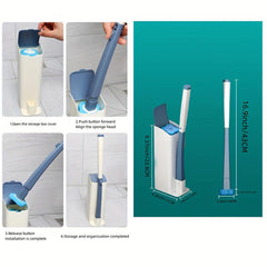 Disposable Toilet Brush with 8 Refills for Bathroom Cleaning