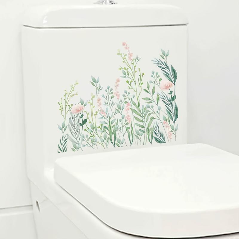 Plant Toilet Stickers Bathroom Seat Decoration Waterproof Self-adhesive