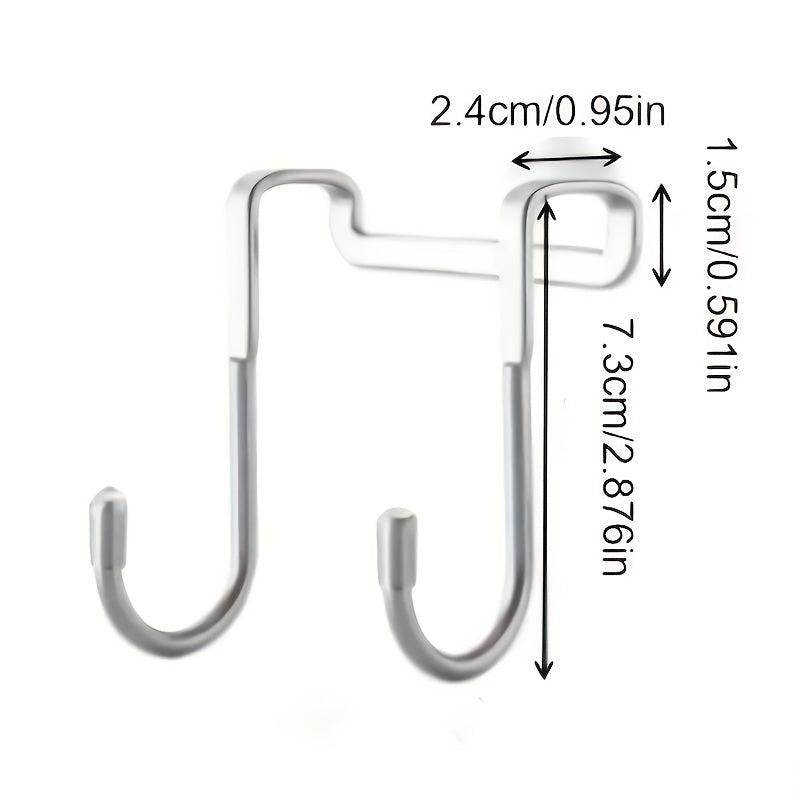 3pcs Stainless Steel Over The Door Double Hook Hanger