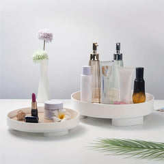 Round Wood Bathroom Tray Perfume Organizer Large Serving Tray