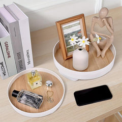 Round Wood Bathroom Tray Perfume Organizer Large Serving Tray