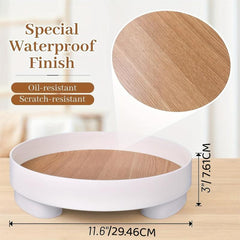 Round Wood Bathroom Tray Perfume Organizer Large Serving Tray