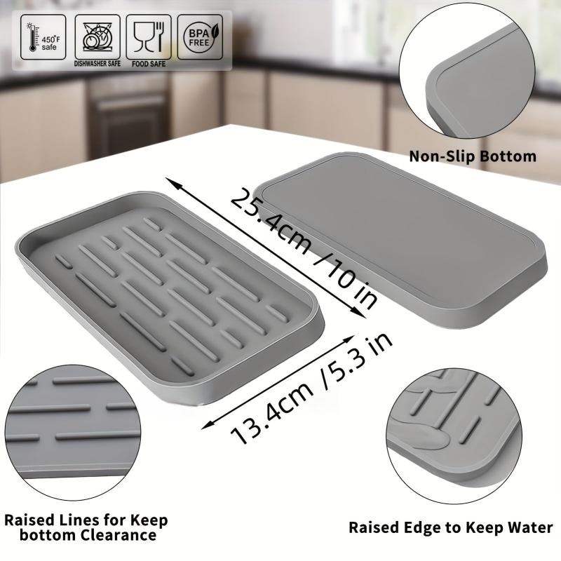 Silicone Sink Organizer Tray Soap Sponges Holder for Countertop