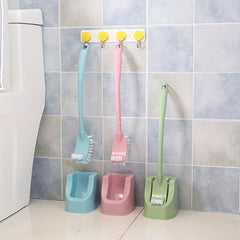 Toilet Brush With Holder Long Handle Double Side Head Bathroom Cleaning Tool