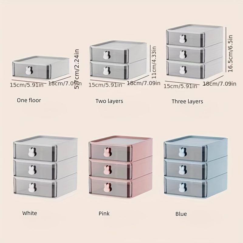 Transparent Bunny Desktop Storage Box for Stationery Cosmetics Jewelry