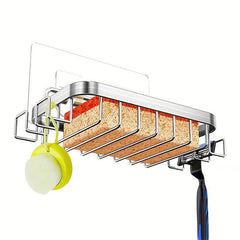 Self Draining Soap Rack with Hooks, Razor Sponge Holder