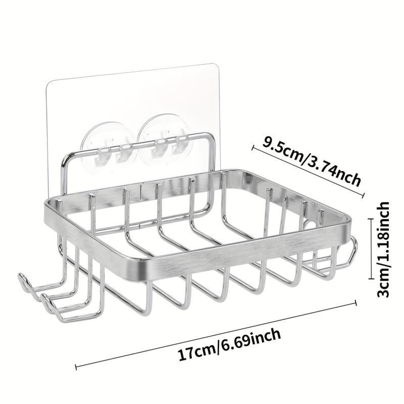 Self Draining Soap Rack with Hooks, Razor Sponge Holder