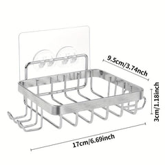 Self Draining Soap Rack with Hooks, Razor Sponge Holder