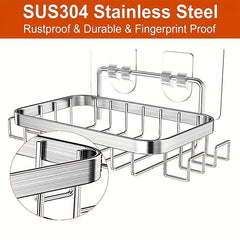 Self Draining Soap Rack with Hooks, Razor Sponge Holder