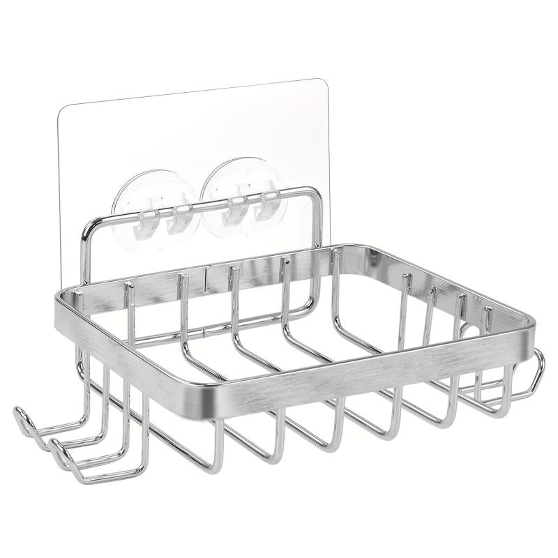 Self Draining Soap Rack with Hooks, Razor Sponge Holder