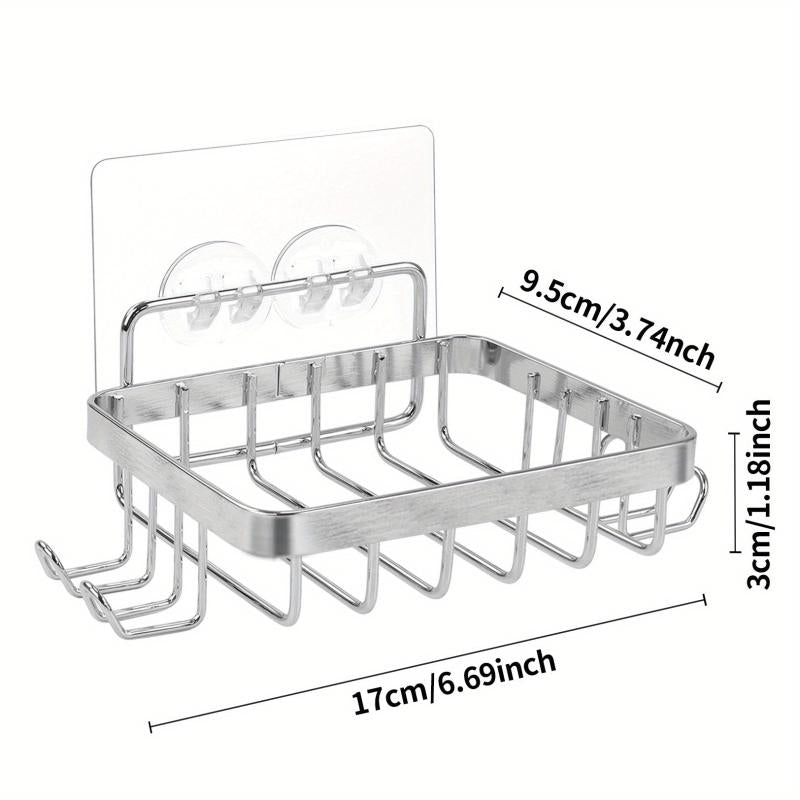 Self Draining Soap Rack with Hooks, Razor Sponge Holder
