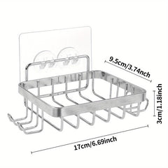 Self Draining Soap Rack with Hooks, Razor Sponge Holder