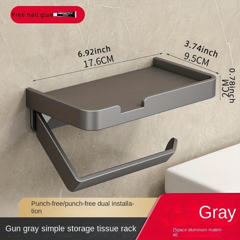 Toilet Roll Paper Holder With Shelf Wall Mounted Tissue Dispenser