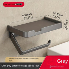 Toilet Roll Paper Holder With Shelf Wall Mounted Tissue Dispenser
