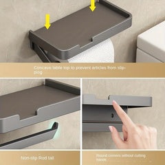 Toilet Roll Paper Holder With Shelf Wall Mounted Tissue Dispenser