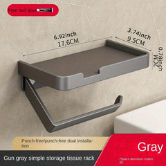Toilet Roll Paper Holder With Shelf Wall Mounted Tissue Dispenser