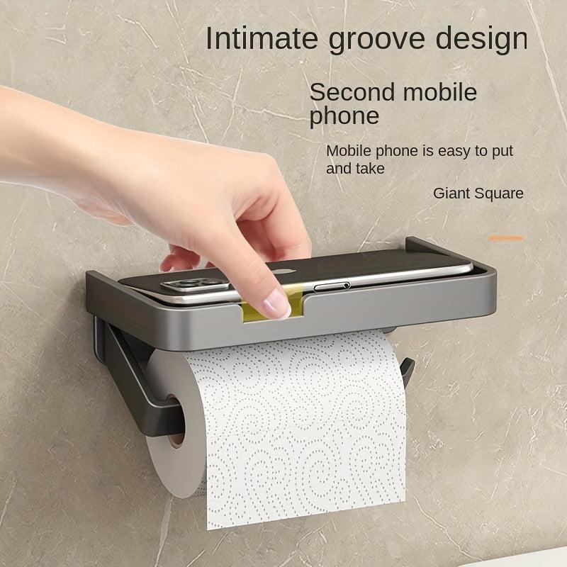 Toilet Roll Paper Holder With Shelf Wall Mounted Tissue Dispenser