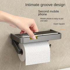 Toilet Roll Paper Holder With Shelf Wall Mounted Tissue Dispenser