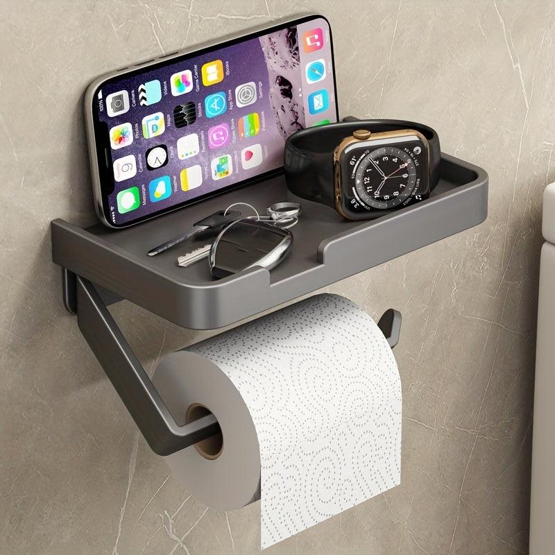 Toilet Roll Paper Holder With Shelf Wall Mounted Tissue Dispenser