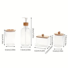 4pcs Bamboo Bathroom Accessories Set for Boho Decor
