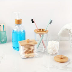 4pcs Bamboo Bathroom Accessories Set for Boho Decor