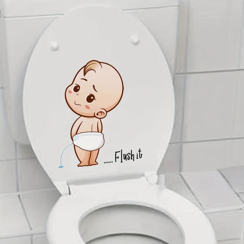 Little Kid Pee Toilet Lid Decal Self Adhesive Creative Plastic Sticker