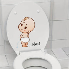 Little Kid Pee Toilet Lid Decal Self Adhesive Creative Plastic Sticker