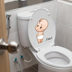 Little Kid Pee Toilet Lid Decal Self Adhesive Creative Plastic Sticker