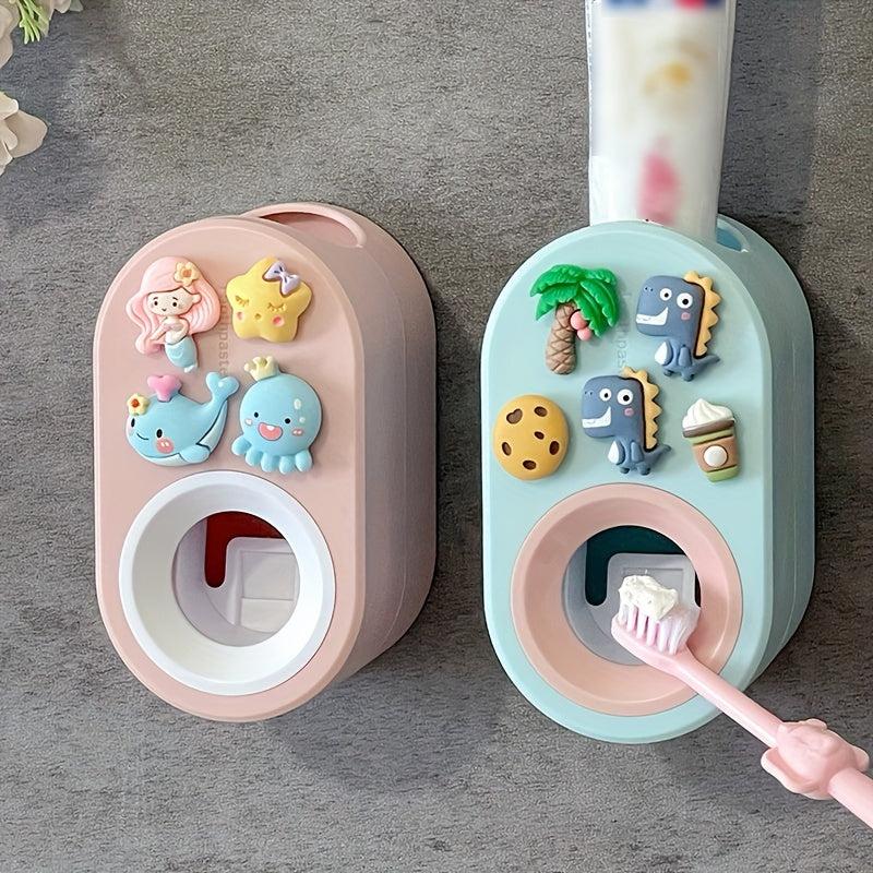 Automatic Toothpaste Squeezer 3D Cartoon Holder No Punching Squeezer