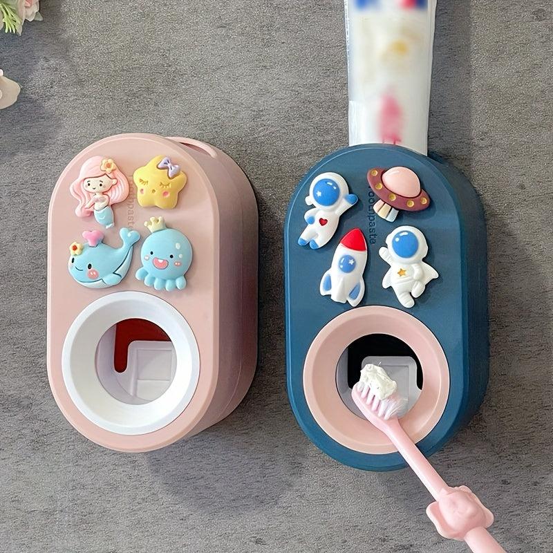 Automatic Toothpaste Squeezer 3D Cartoon Holder No Punching Squeezer