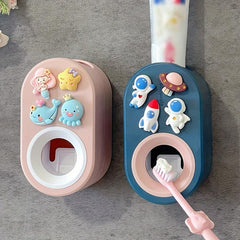 Automatic Toothpaste Squeezer 3D Cartoon Holder No Punching Squeezer