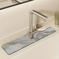 Marble Pattern Sink Faucet Mat Bathroom Countertop Drying Mat