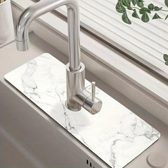 Marble Pattern Sink Faucet Mat Bathroom Countertop Drying Mat