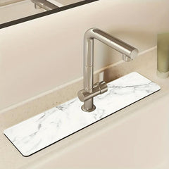 Marble Pattern Sink Faucet Mat Bathroom Countertop Drying Mat