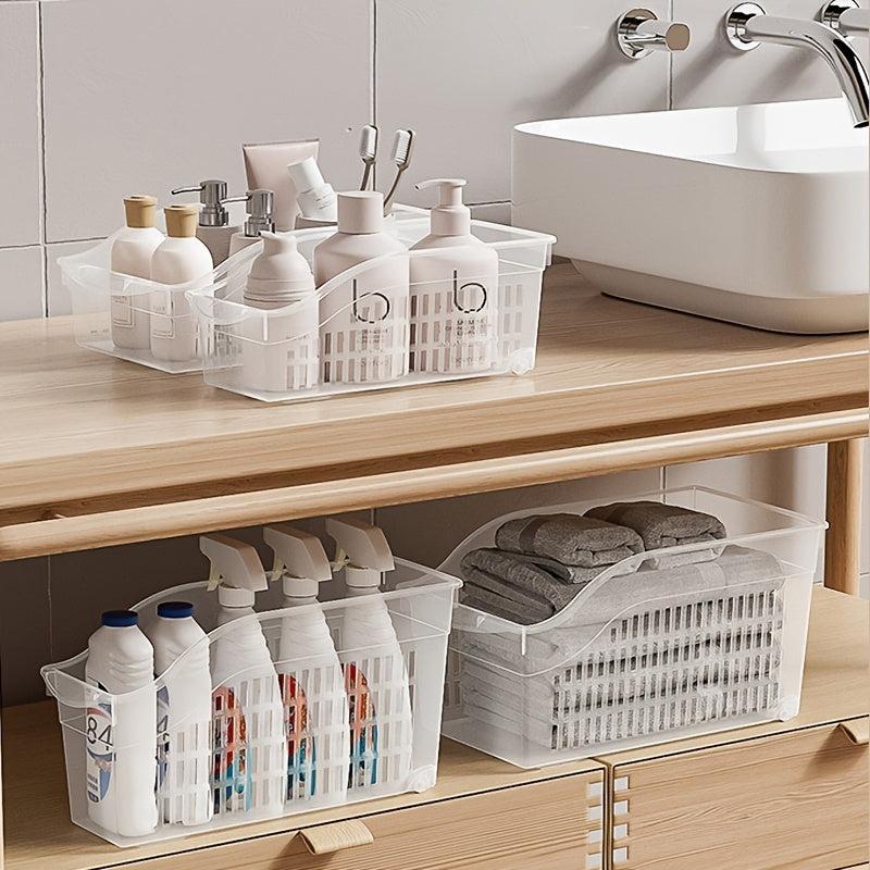 3pcs Plastic Hollow Wheeled Storage Basket