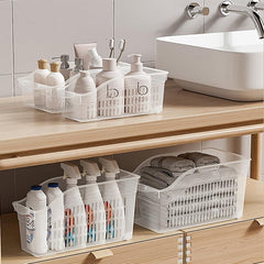 3pcs Plastic Hollow Wheeled Storage Basket