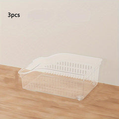 3pcs Plastic Hollow Wheeled Storage Basket
