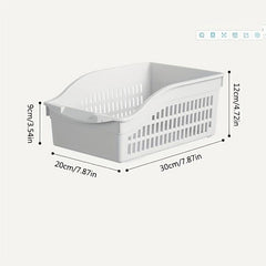 3pcs Plastic Hollow Wheeled Storage Basket