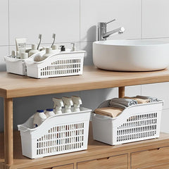 3pcs Plastic Hollow Wheeled Storage Basket