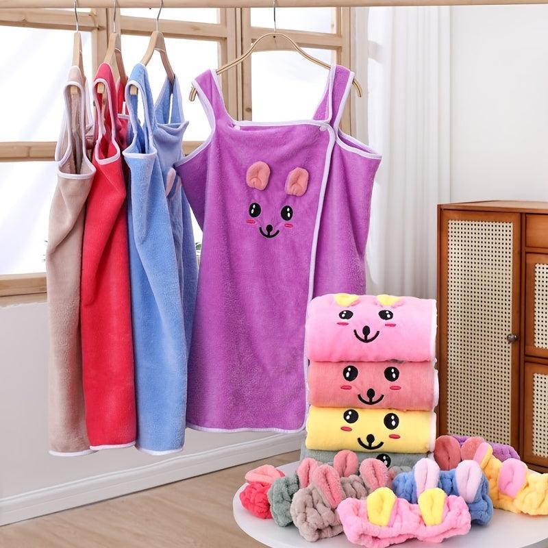 Rabbit Ears Kids Bathrobe Coral Fleece Towel
