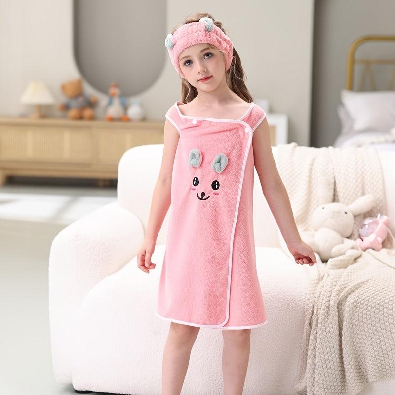 Rabbit Ears Kids Bathrobe Coral Fleece Towel