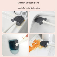Wall Mounted Toilet Brush And Holder Set Silicone Bristles Bathroom Accessories