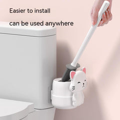 Wall Mounted Toilet Brush And Holder Set Silicone Bristles Bathroom Accessories