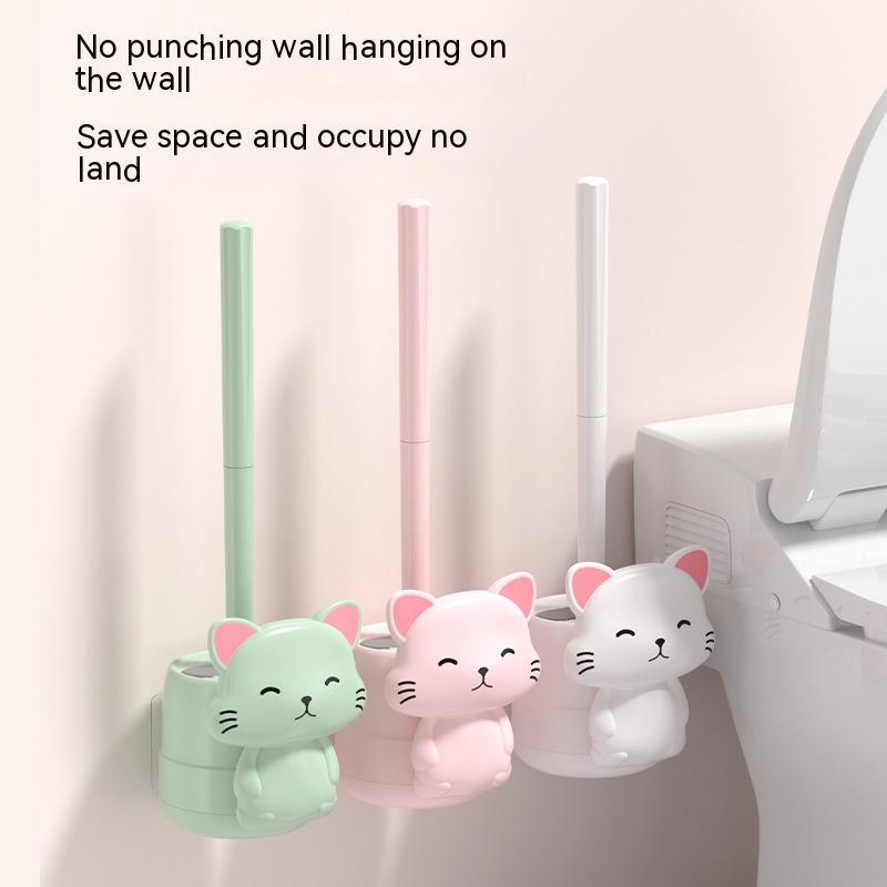 Wall Mounted Toilet Brush And Holder Set Silicone Bristles Bathroom Accessories