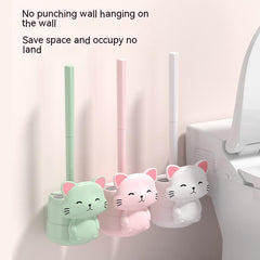 Wall Mounted Toilet Brush And Holder Set Silicone Bristles Bathroom Accessories