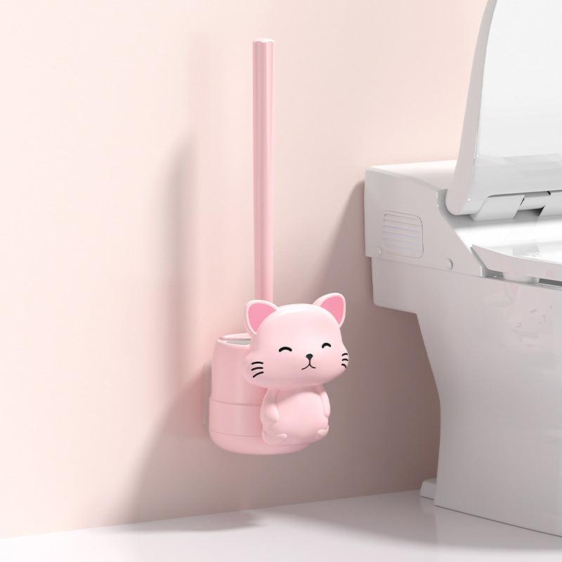 Wall Mounted Toilet Brush And Holder Set Silicone Bristles Bathroom Accessories