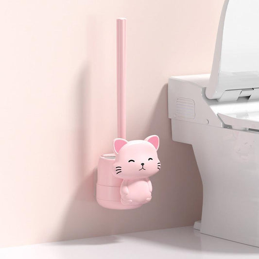 Wall Mounted Toilet Brush And Holder Set Silicone Bristles Bathroom Accessories