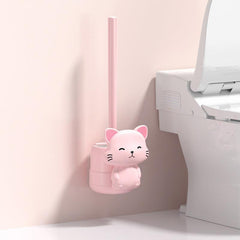 Wall Mounted Toilet Brush And Holder Set Silicone Bristles Bathroom Accessories