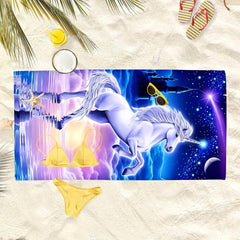 Quick Dry Beach Towel for Women Horse Cartoon XL Size for Camping