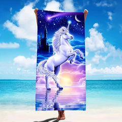 Quick Dry Beach Towel for Women Horse Cartoon XL Size for Camping